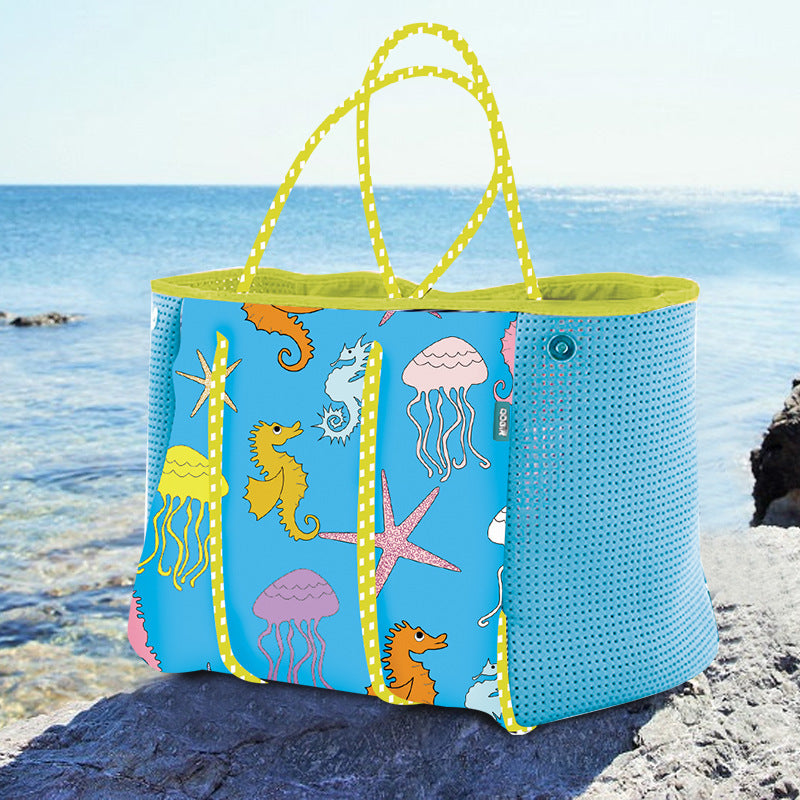 Coral Print Large Beach Tote — detail 2