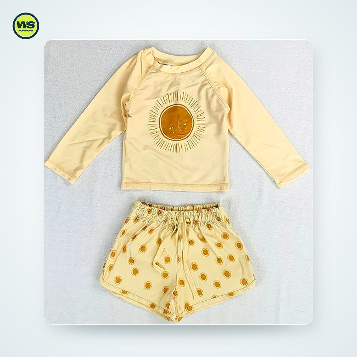 Kids' Long-Sleeve Sun Protection Swim Set (Top + Trunks) — studio view 4