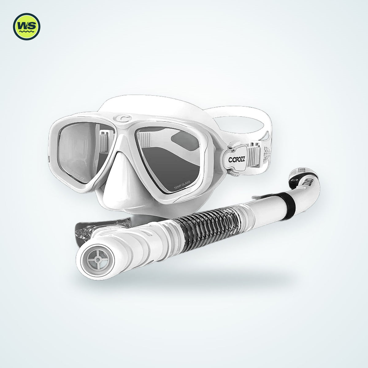 Tempered Glass Snorkel Mask & Dry Snorkel Set — studio view 4