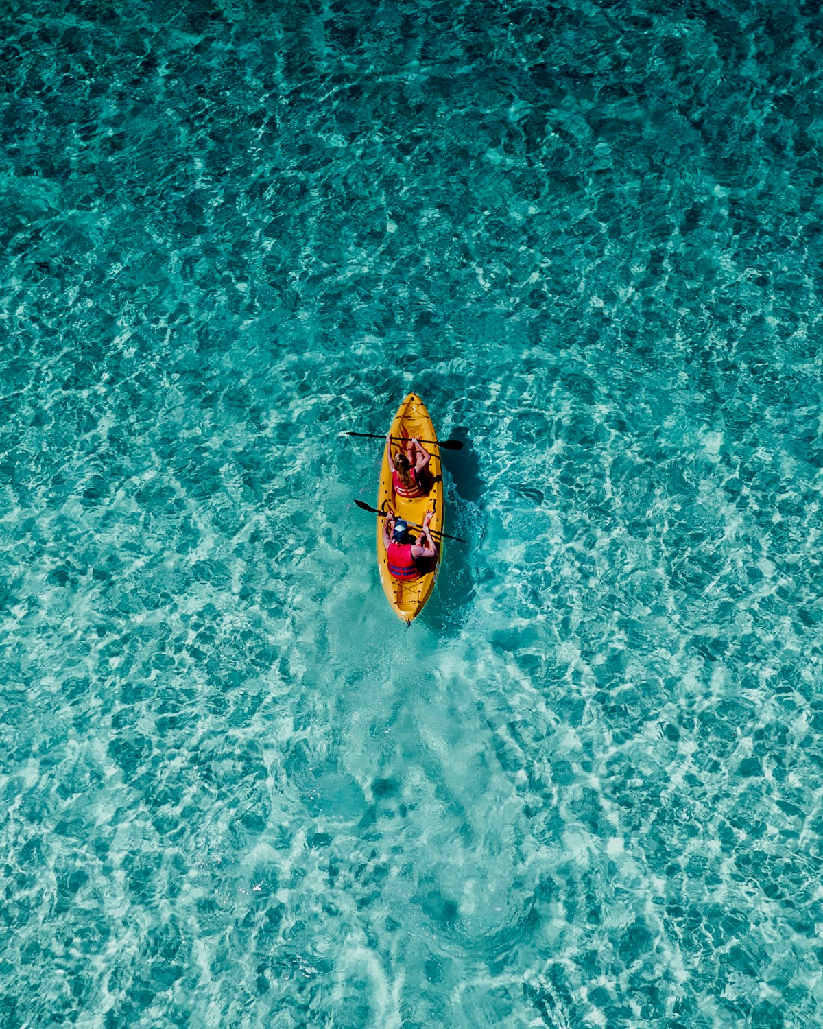 Kayakers on clear turquoise water