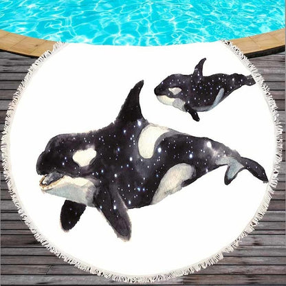 Round Marine-Life Microfiber Beach Towel — detail 4