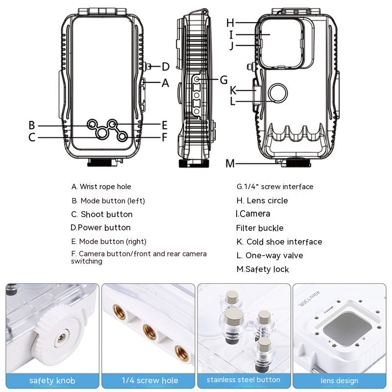 iPhone Dive Housing, 40 m Sealed Underwater Case — detail 6