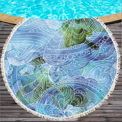 Round Marine-Life Microfiber Beach Towel — detail 3