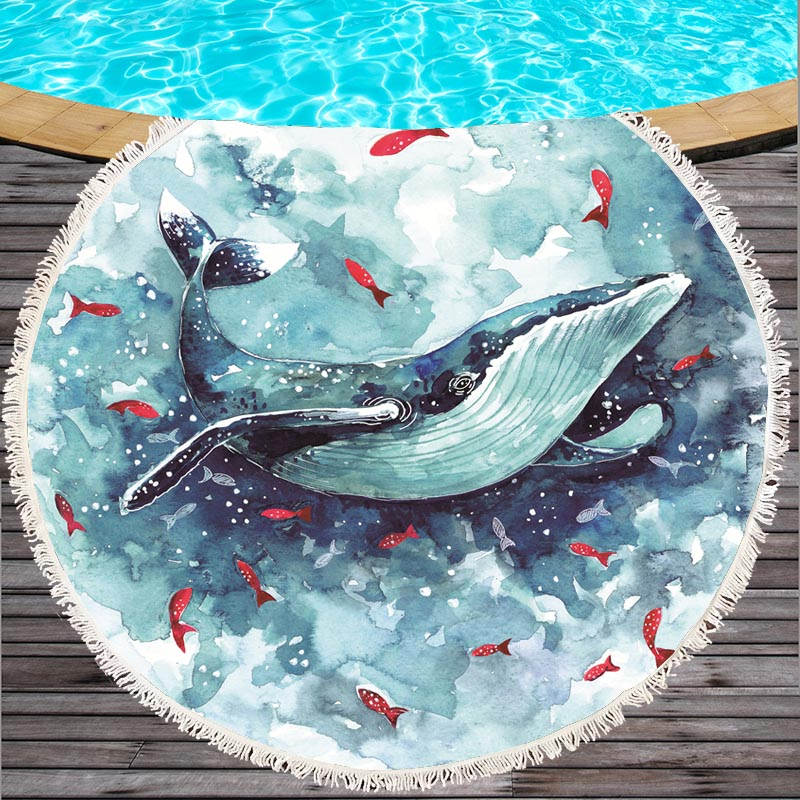 Round Marine-Life Microfiber Beach Towel — detail 2