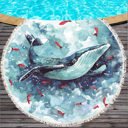Round Marine-Life Microfiber Beach Towel — detail 2