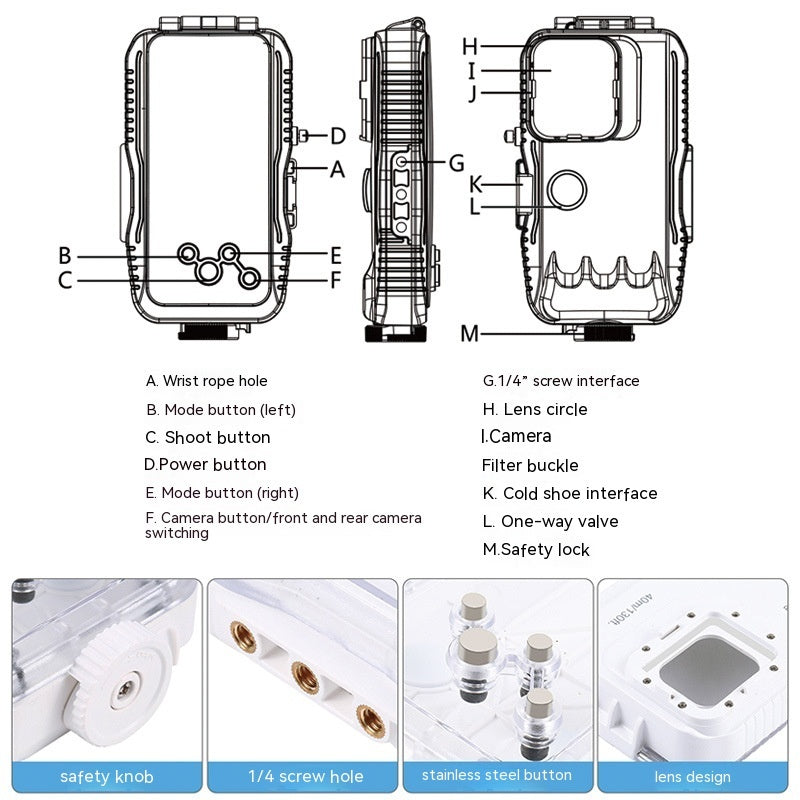 iPhone Dive Housing, 40 m Sealed Underwater Case — detail 3
