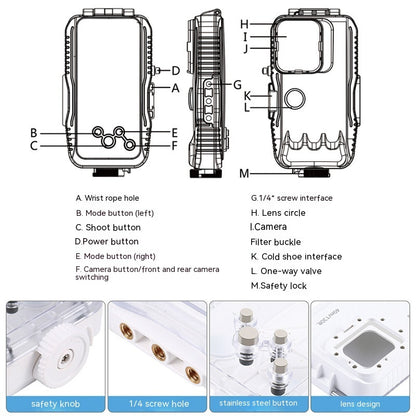 iPhone Dive Housing, 40 m Sealed Underwater Case — detail 3