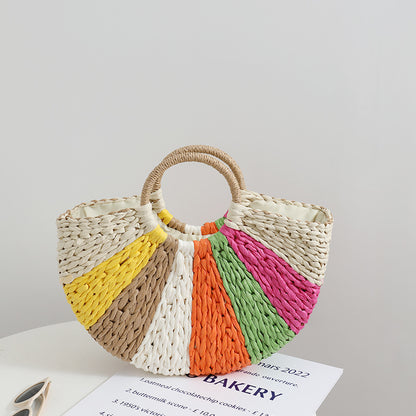 Rainbow Paper-Straw Beach Bag — detail 2