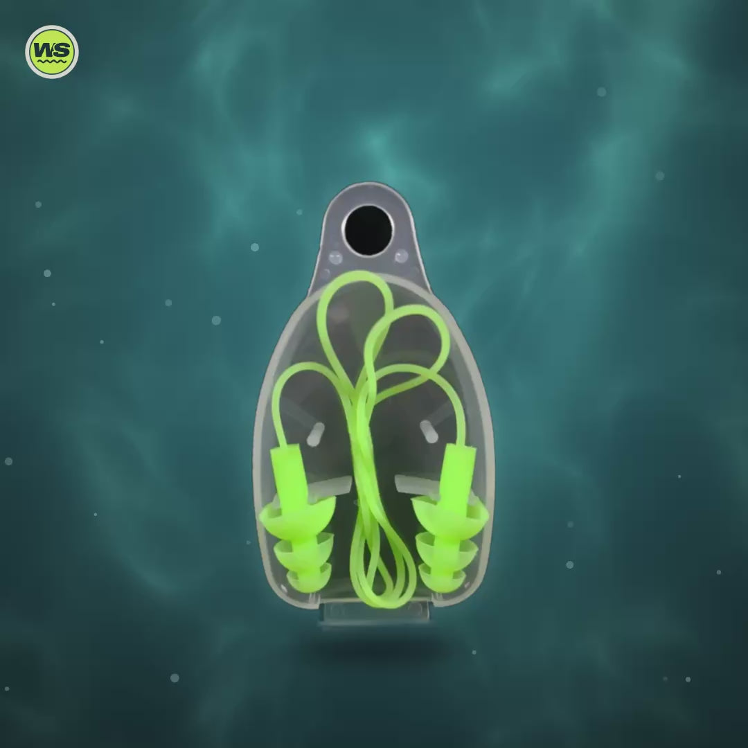 Silicone Swim Earplugs with Case — product video