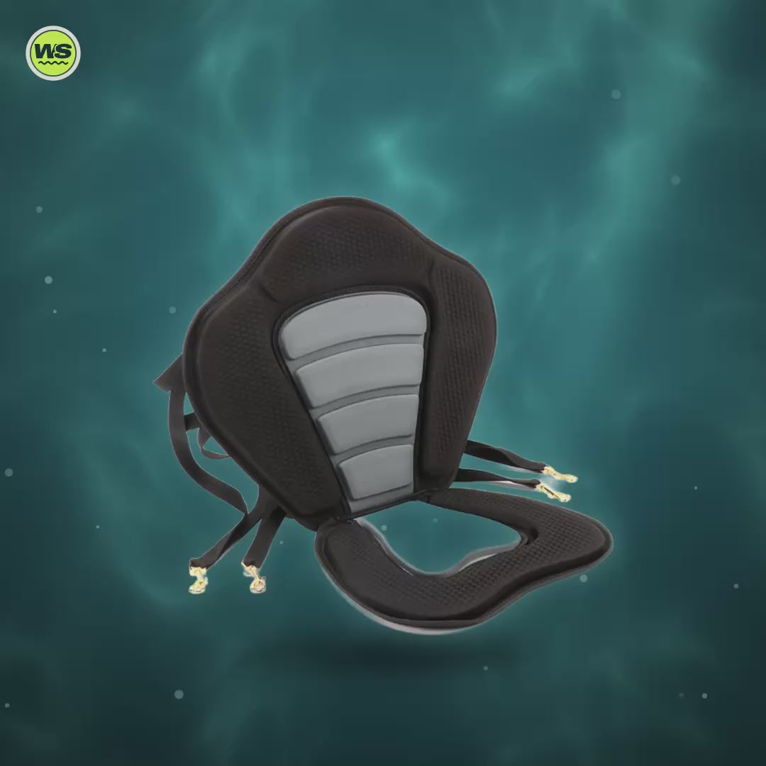 Padded Kayak Seat with Rear Storage Bag — product video