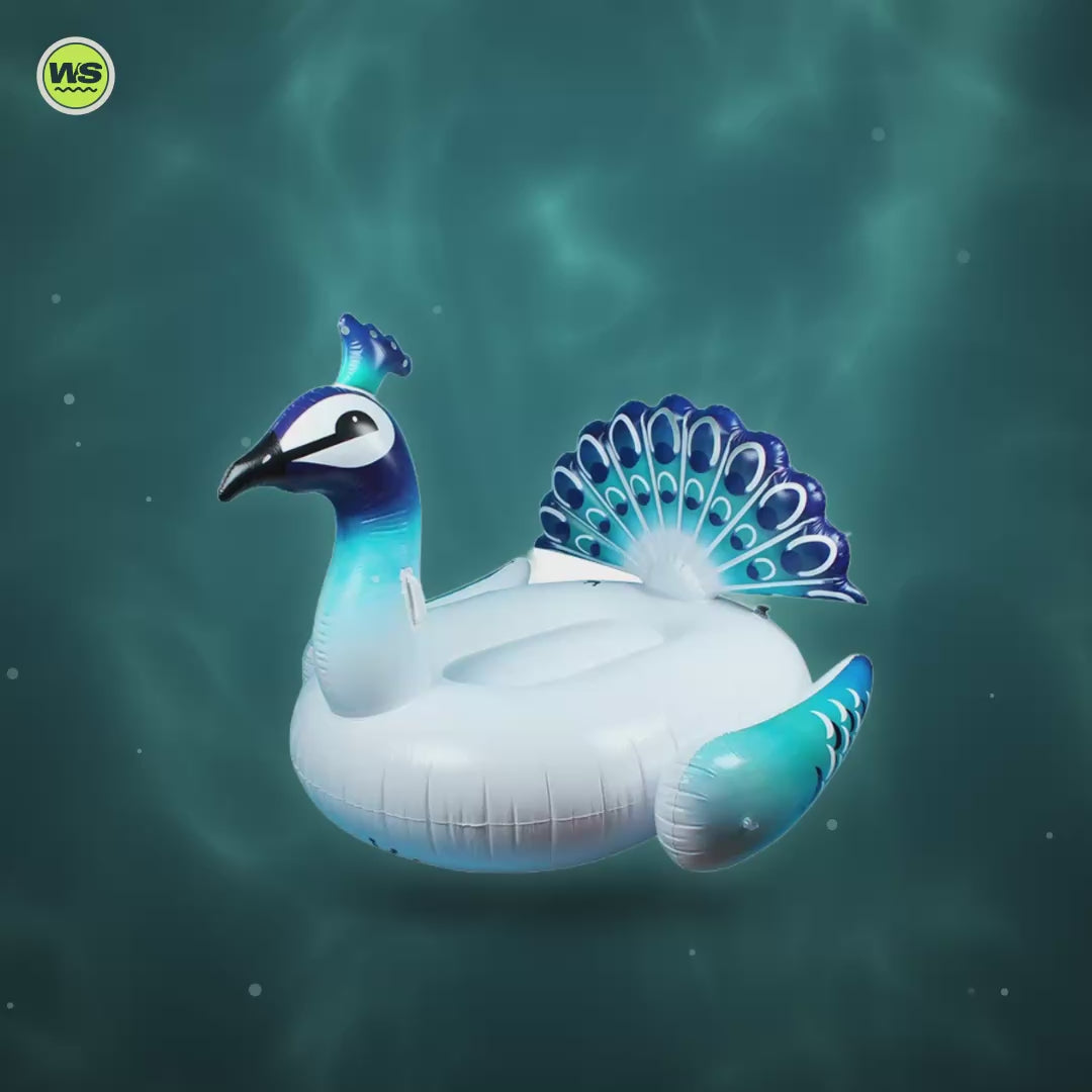 Giant Peacock Pool Float — product video