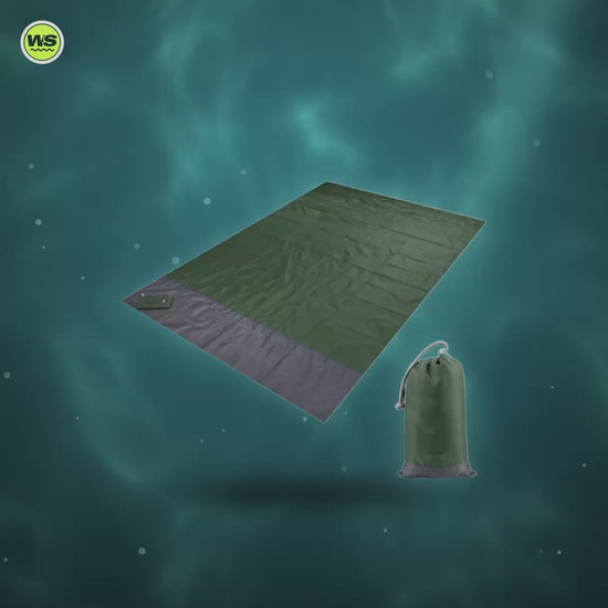 Waterproof Pocket Beach Blanket with Stakes — product video
