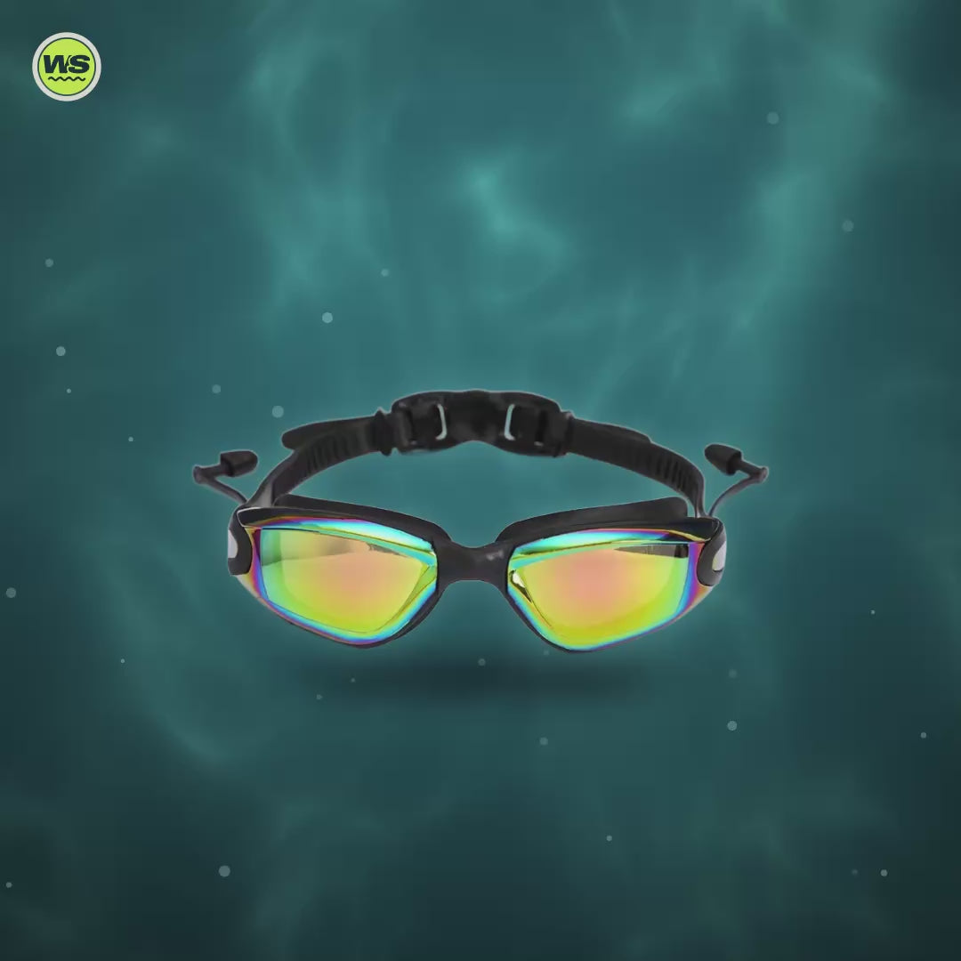 Wide-View Anti-Fog Swim Goggles with Earplugs — product video