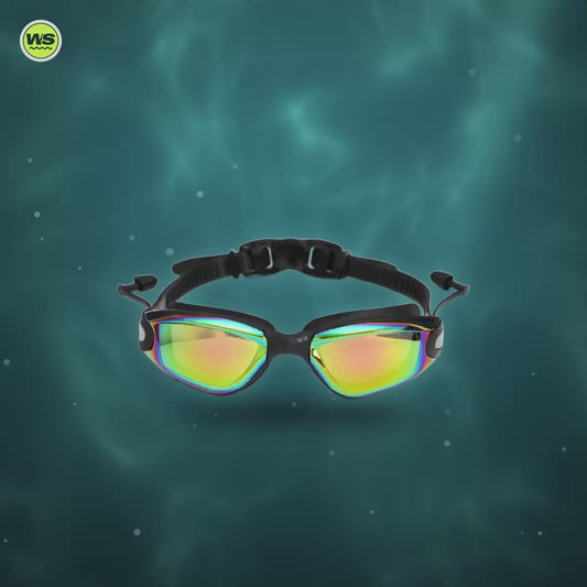 Wide-View Anti-Fog Swim Goggles with Earplugs — product video