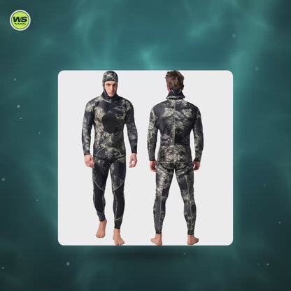 3mm Neoprene Two-Piece Hooded Wetsuit, Camo — product video