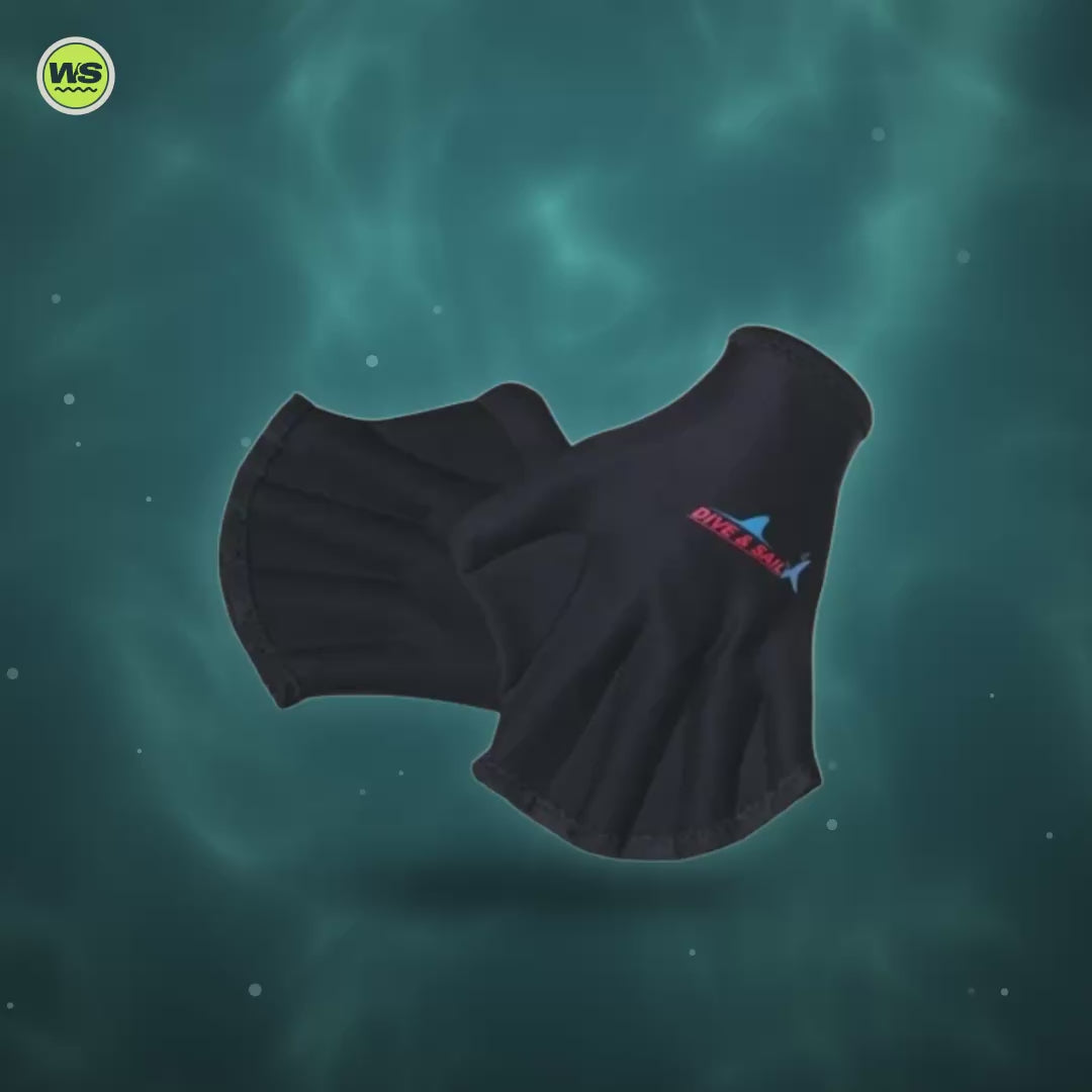 Webbed Neoprene Swim Training Gloves — product video