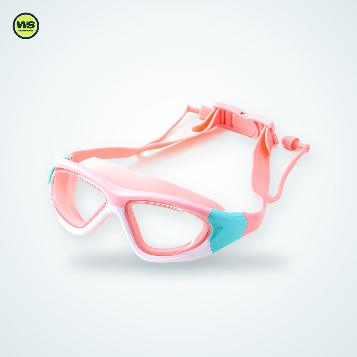 Kids' Anti-Fog Swim Goggles with Built-In Earplugs — studio view 3
