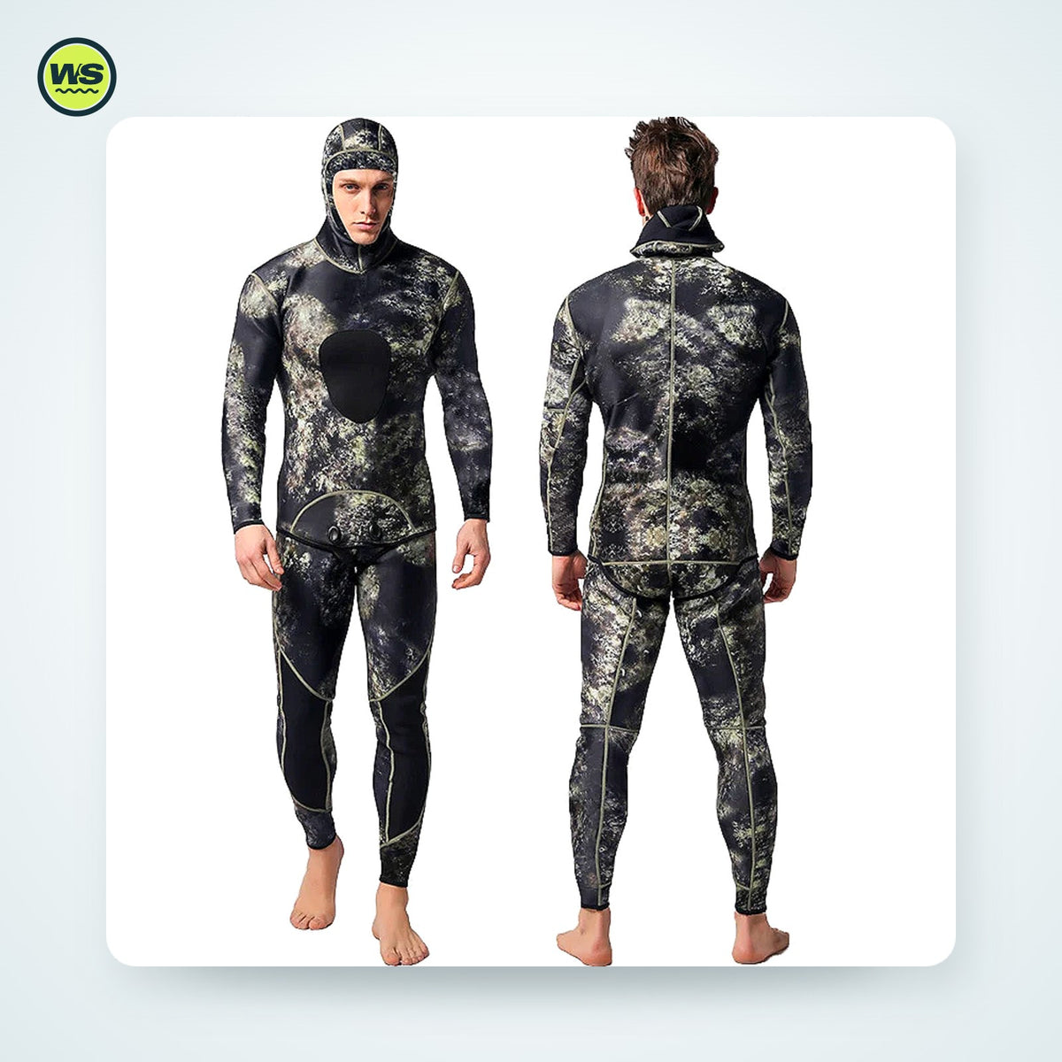 3mm Neoprene Two-Piece Hooded Wetsuit, Camo | Watersports Supply