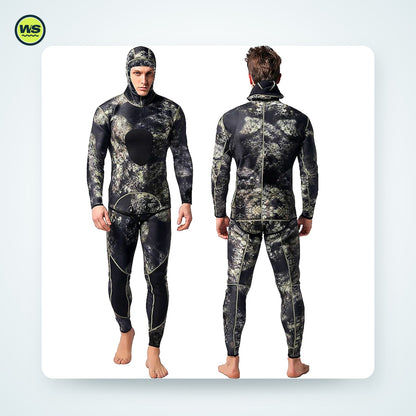 3mm Neoprene Two-Piece Hooded Wetsuit, Camo | Watersports Supply