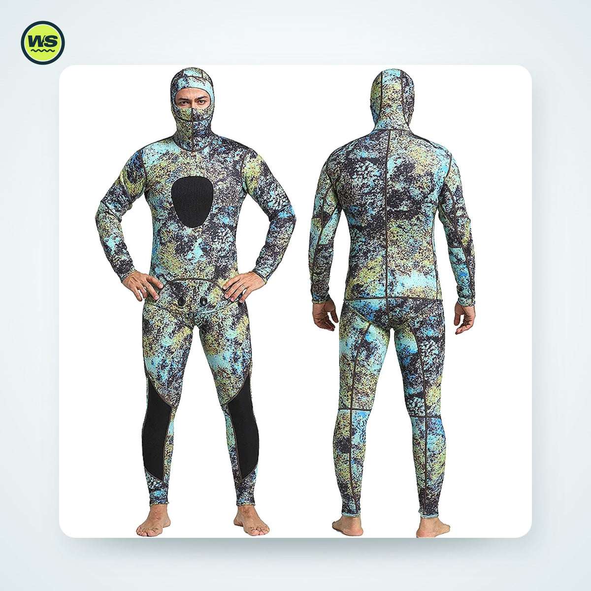 3mm Neoprene Two-Piece Hooded Wetsuit, Camo — studio view 2