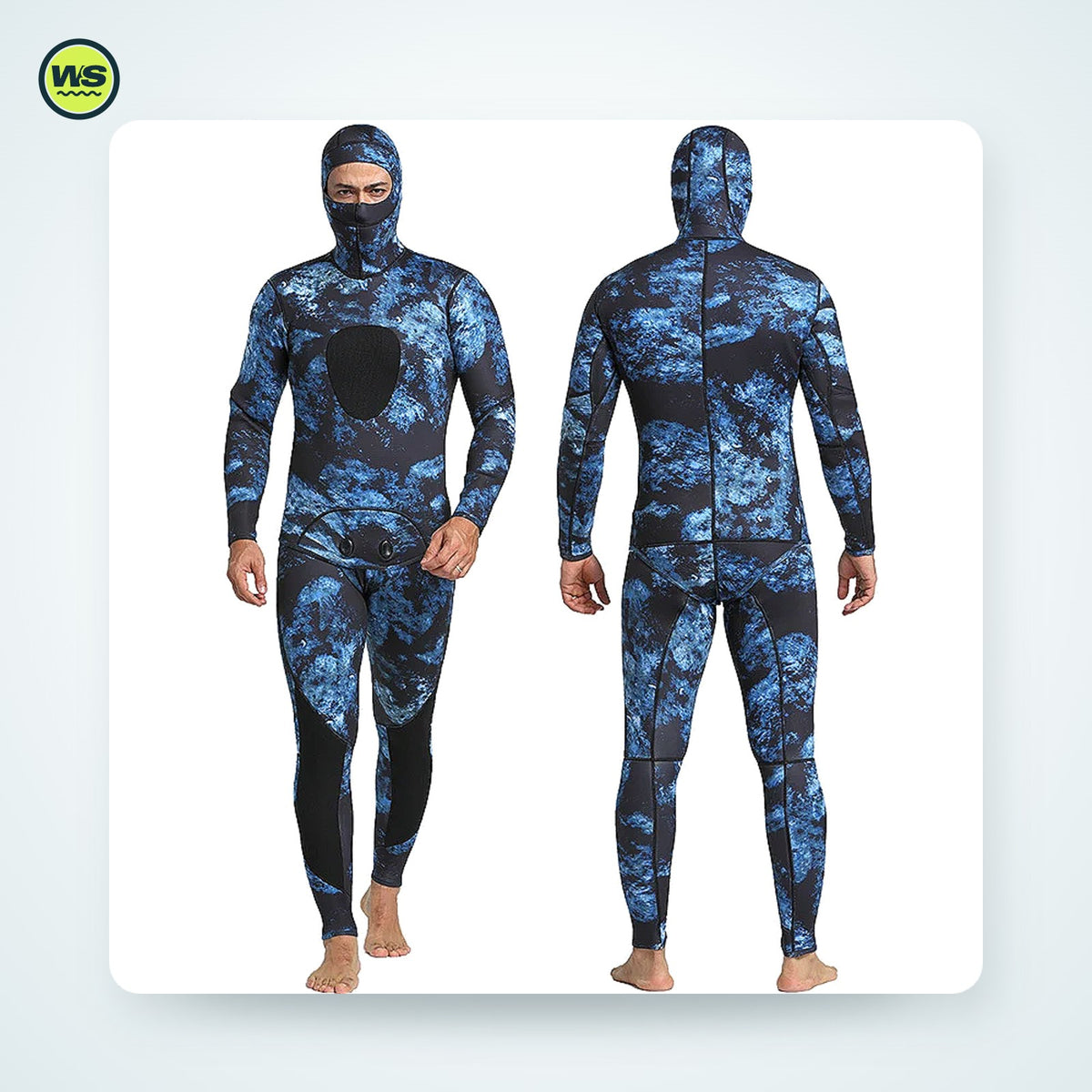 3mm Neoprene Two-Piece Hooded Wetsuit, Camo — studio view 4