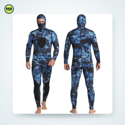 3mm Neoprene Two-Piece Hooded Wetsuit, Camo — studio view 4