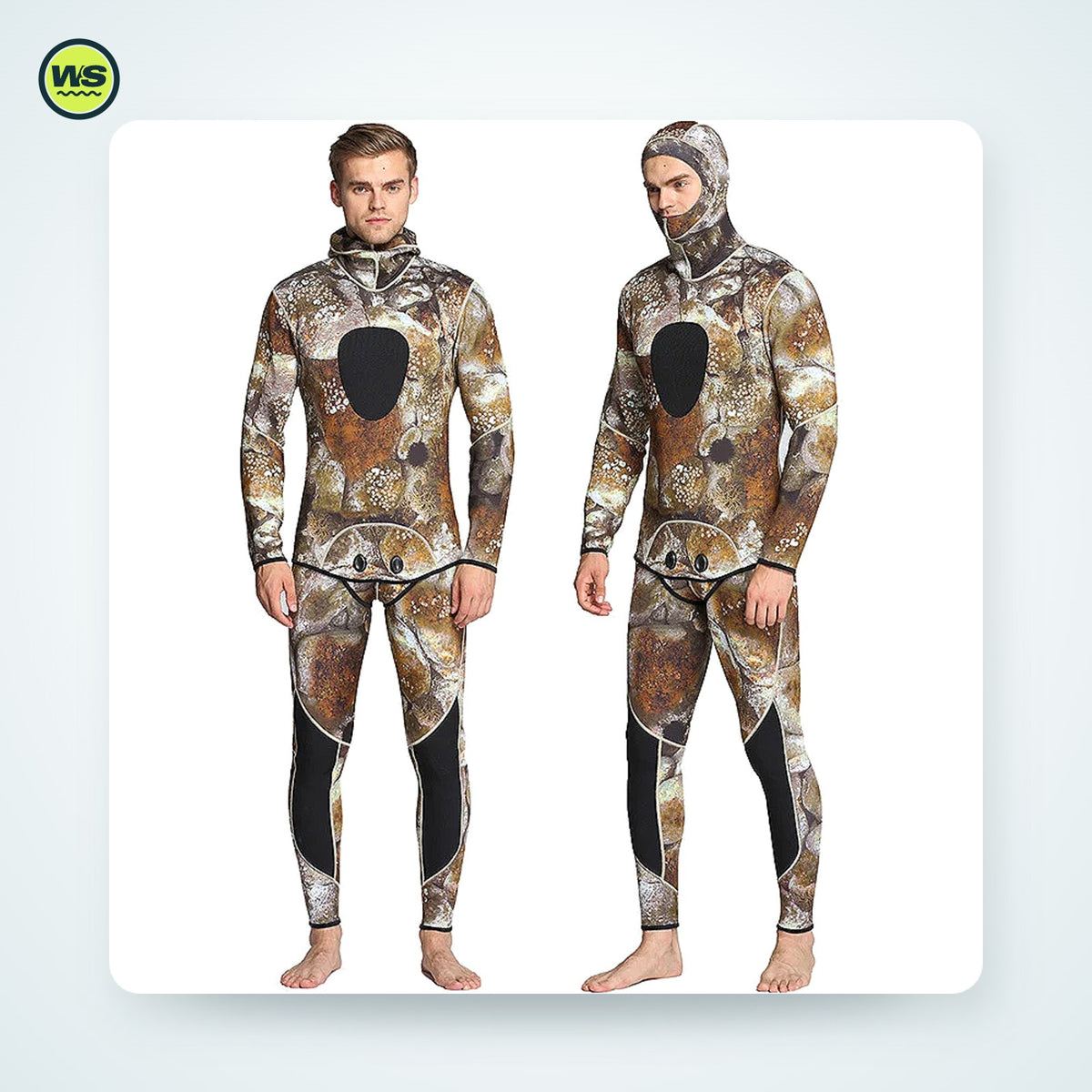 3mm Neoprene Two-Piece Hooded Wetsuit, Camo — studio view 5