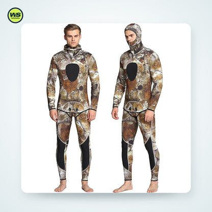 3mm Neoprene Two-Piece Hooded Wetsuit, Camo — studio view 5