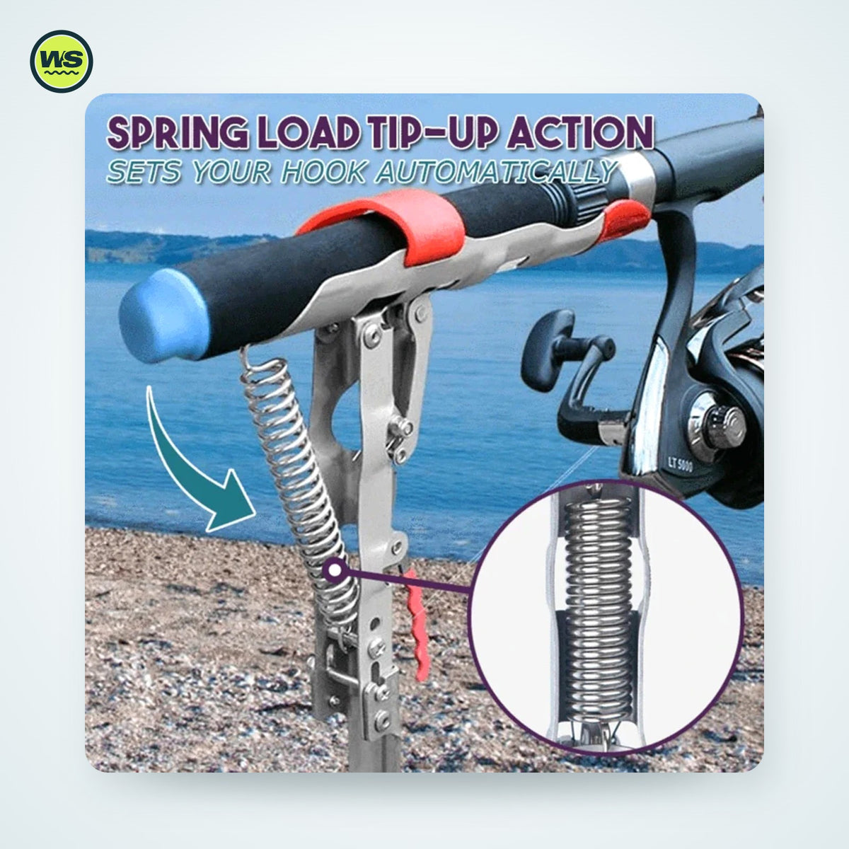Automatic Spring-Trigger Rod Holder, 32 cm — studio view 3
