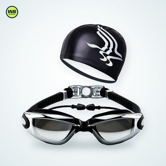 Swim Goggles Set with Cap, Earplugs & Nose Clip | Watersports Supply