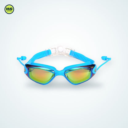 Wide-View Anti-Fog Swim Goggles with Earplugs — studio view 1