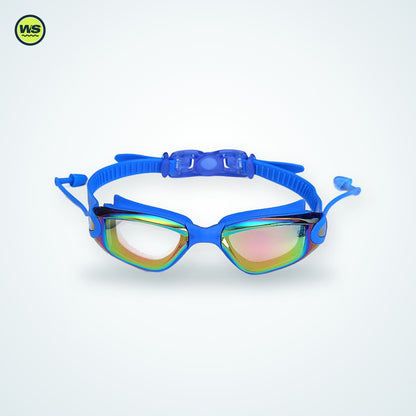Wide-View Anti-Fog Swim Goggles with Earplugs — studio view 2