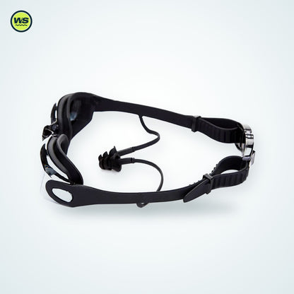 Wide-View Anti-Fog Swim Goggles with Earplugs — studio view 6