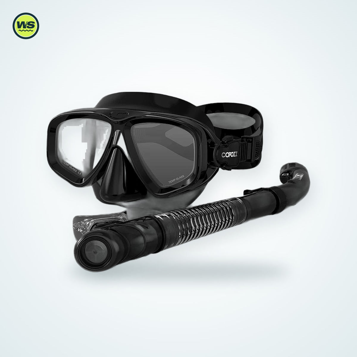 Tempered Glass Snorkel Mask & Dry Snorkel Set — studio view 1