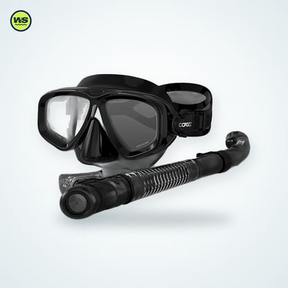 Tempered Glass Snorkel Mask & Dry Snorkel Set — studio view 1