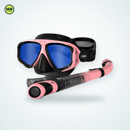 Tempered Glass Snorkel Mask & Dry Snorkel Set — studio view 3
