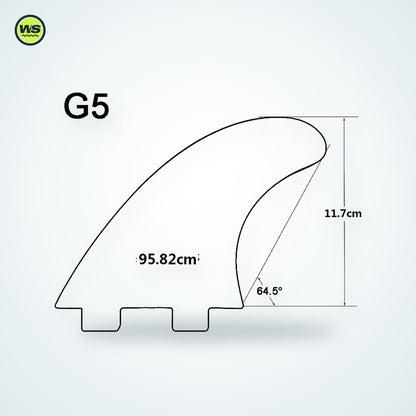 Fiberglass Honeycomb Thruster Fin Set, G5 (FCS-Compatible) — studio view 1