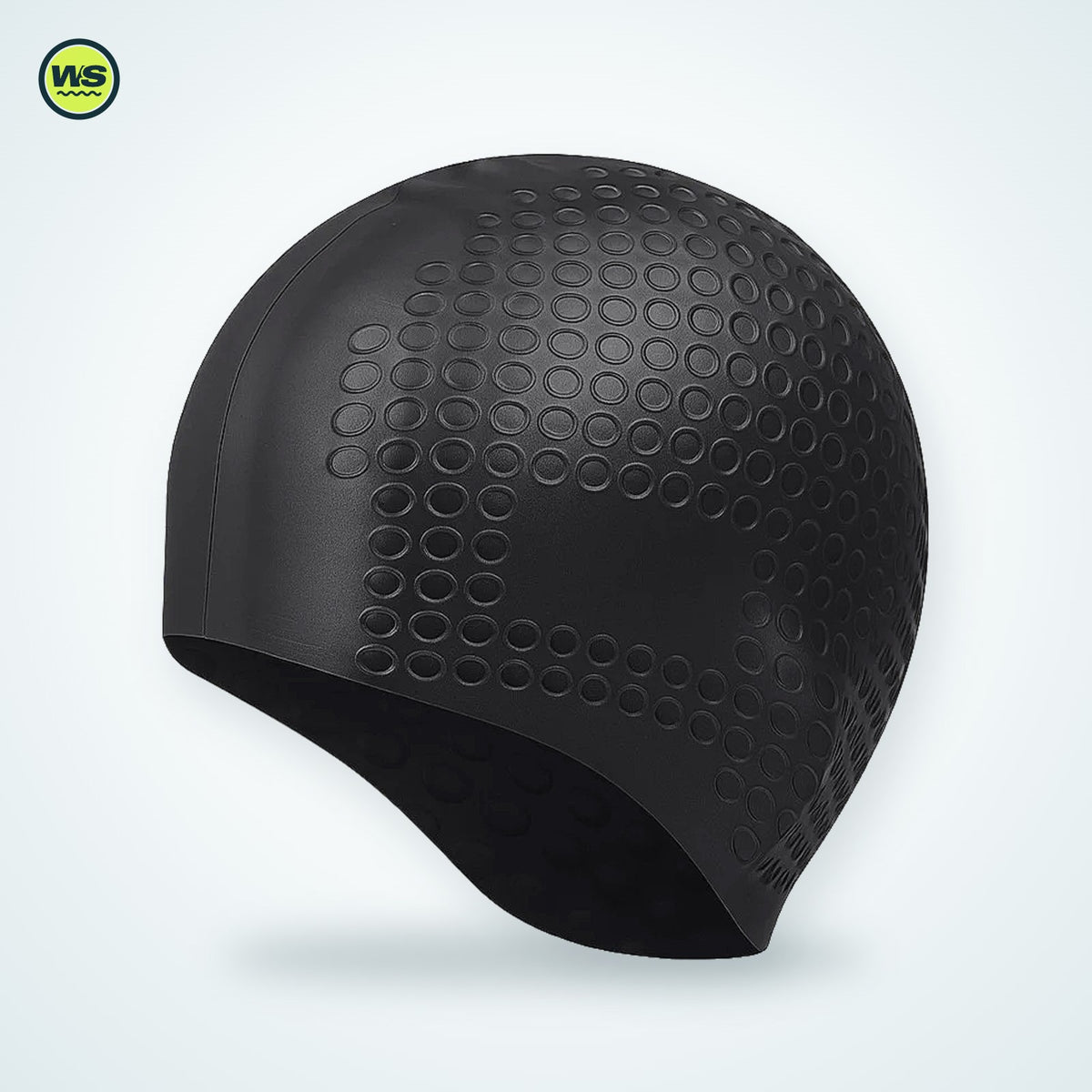 Silicone Ear-Pocket Swim Cap — studio view 1