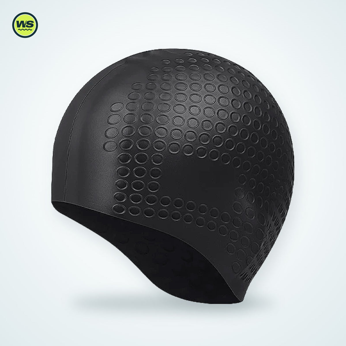 Silicone Ear-Pocket Swim Cap — studio view 2