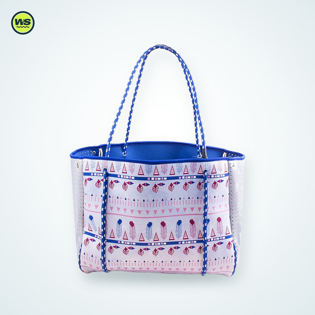 Coral Print Large Beach Tote — studio view 1