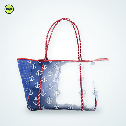 Coral Print Large Beach Tote — studio view 2