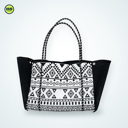 Coral Print Large Beach Tote — studio view 3