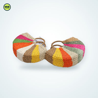 Rainbow Paper-Straw Beach Bag