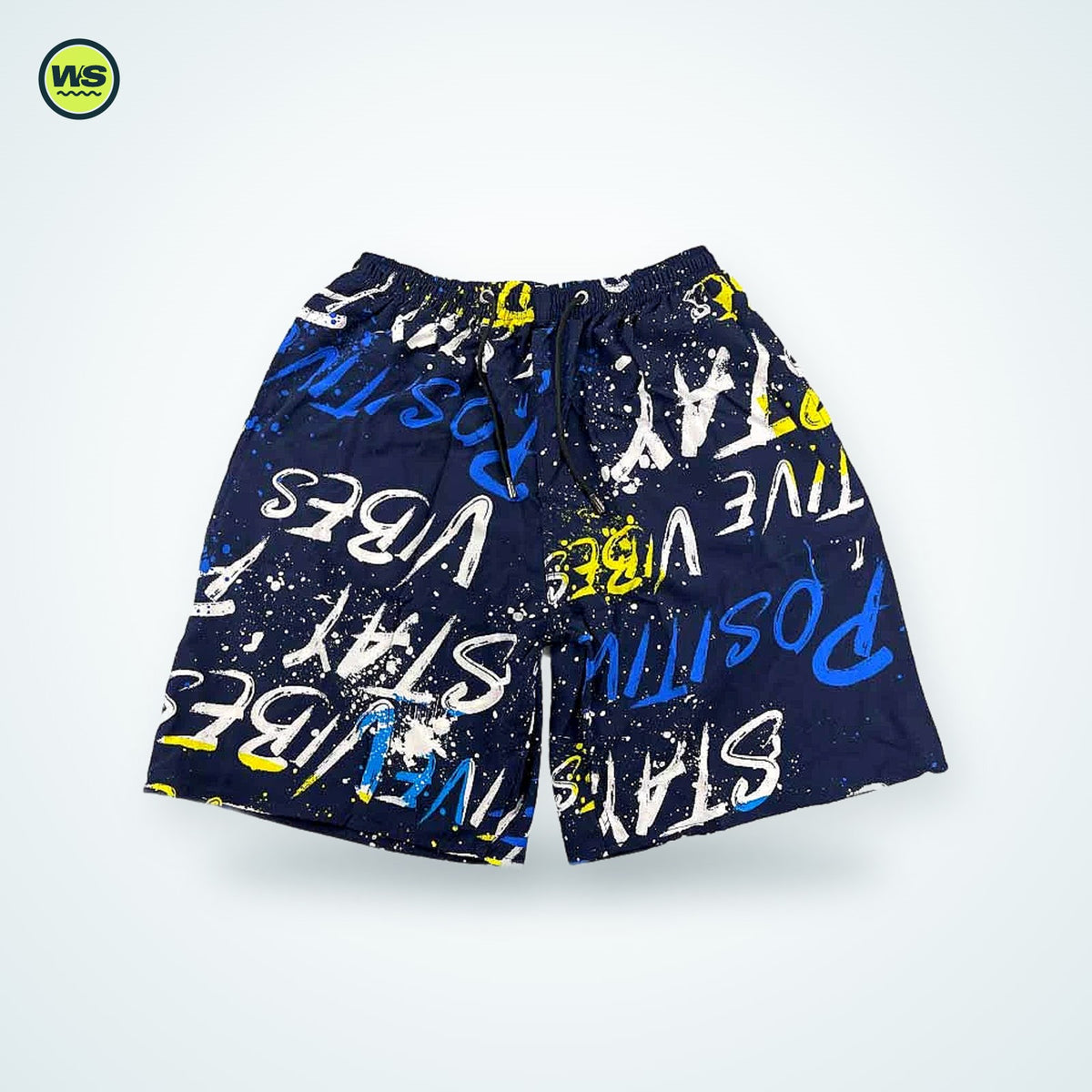 Printed Drawstring Beach Shorts — studio view 9