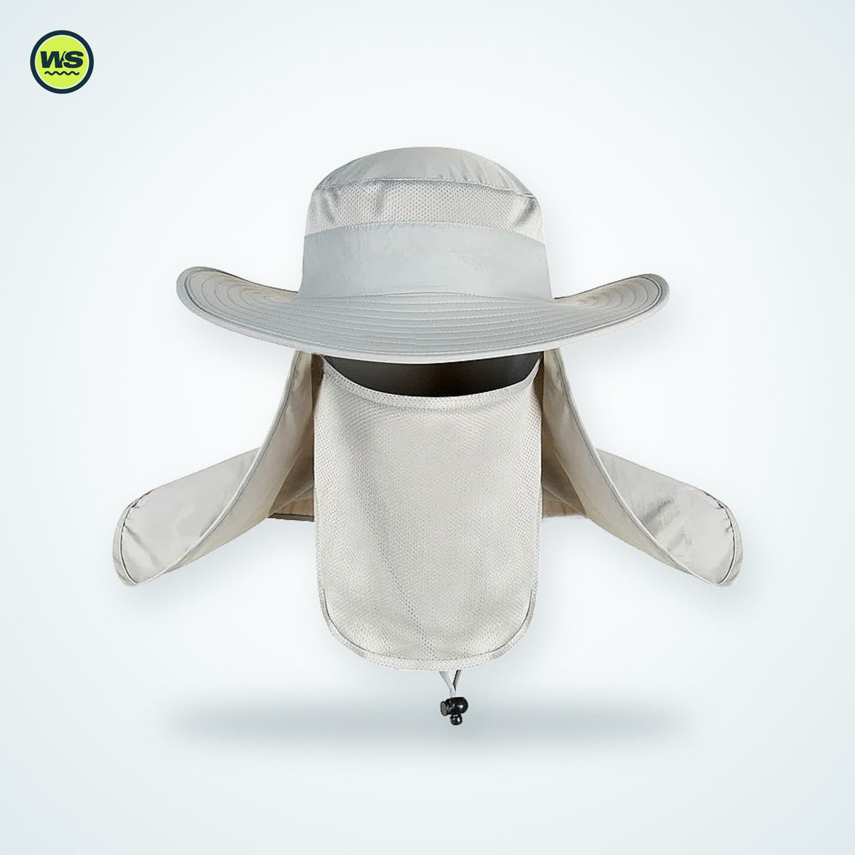 Wide-Brim Sun Hat with Neck Flap — studio view 1