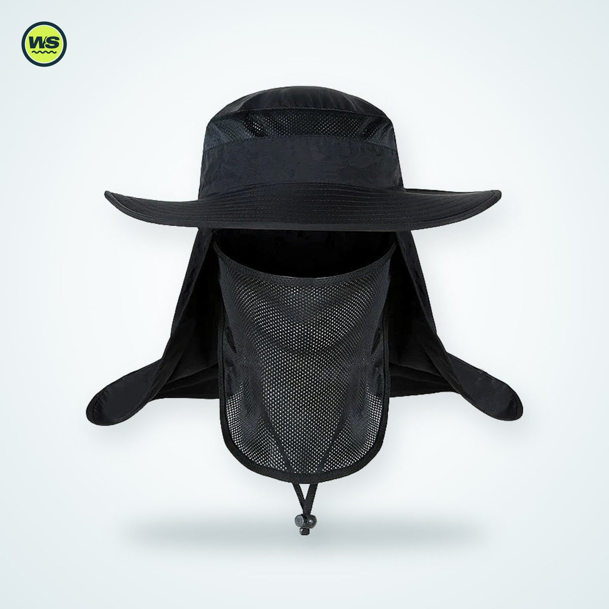 Wide-Brim Sun Hat with Neck Flap — studio view 2