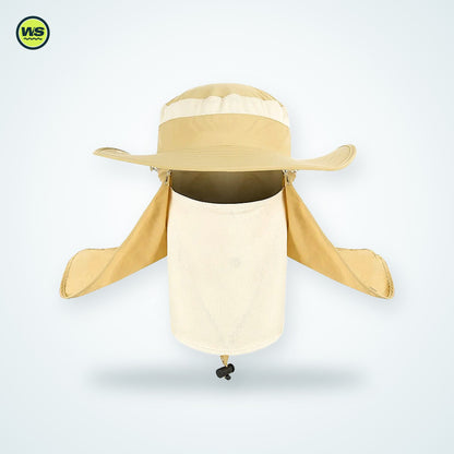 Wide-Brim Sun Hat with Neck Flap — studio view 3
