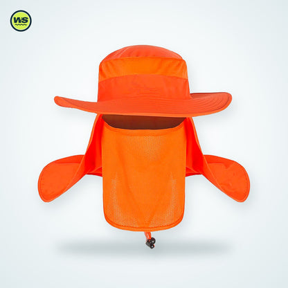 Wide-Brim Sun Hat with Neck Flap — studio view 4