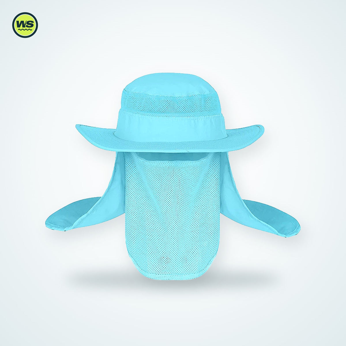Wide-Brim Sun Hat with Neck Flap — studio view 5