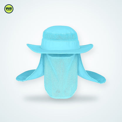 Wide-Brim Sun Hat with Neck Flap — studio view 5